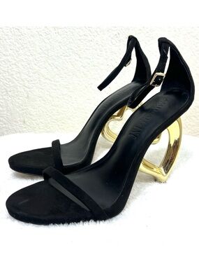 Aminah Abdul Jillil x INC International Concepts Gold Heart Heels Black Size 9.5